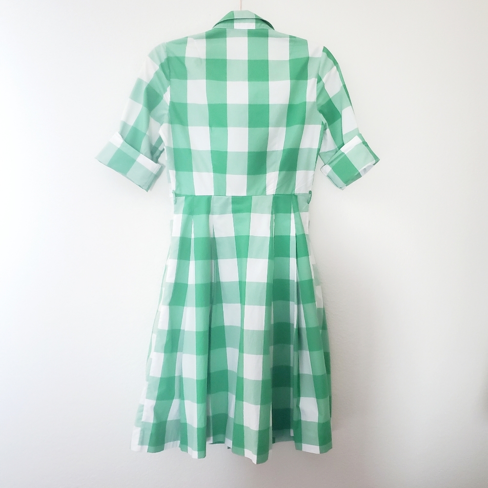 Boden Green and White Gingham Shirt Dress - Picture 3 of 6